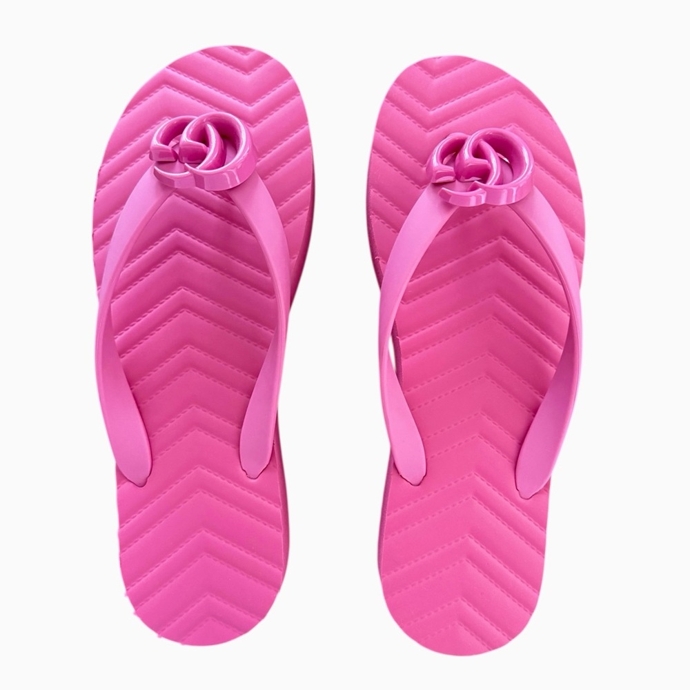 NIB Gucci Pink Chevron Platform Logo Sandals – EU 36 / US 6